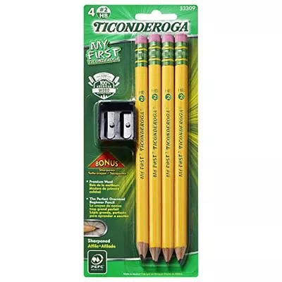 TICONDEROGA My First Pencils Wood-Cased #2 HB Soft Pre-Sharpened With Eraser • $13.61