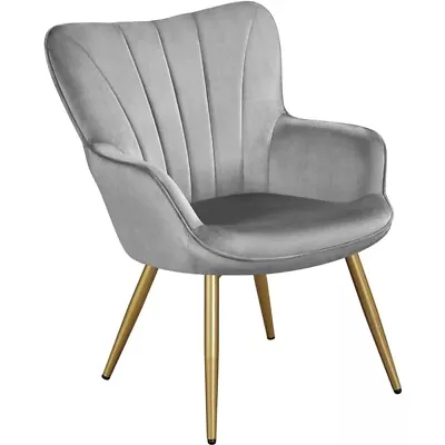 Tub Chair Modern Accent Chair Curved Back Velvet Upholstered Armchair Metal Legs • £87.99