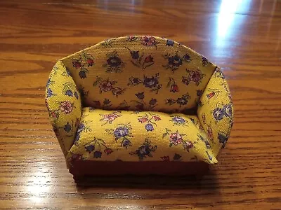 Vintage KAGE Dollhouse (1938-1948) YELLOW Calico Upholstered Love Seat - NEW • $29.99