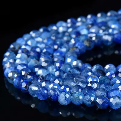 Natural Kyanite Gemstone AAA Micro Faceted Round 2MM 3MM 4MM Beads 15 Inch(P101) • $10.99