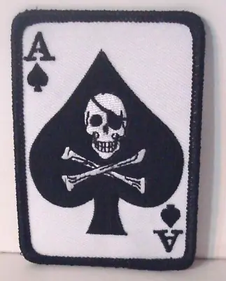 VIETNAM DEATH CARD ACE OF SPADES Iron On   Patch 3&1/2 X 2&1/2 Inch • $6.25