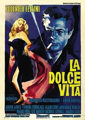 La Dolce Vita Vintage Movie Poster Film A4 A3 Art Print Cinema • $6.44