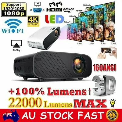 $129.99 • Buy HD 1080P Projector WiFi Mobile Phone Same Screen Projector Home Theater Cinema