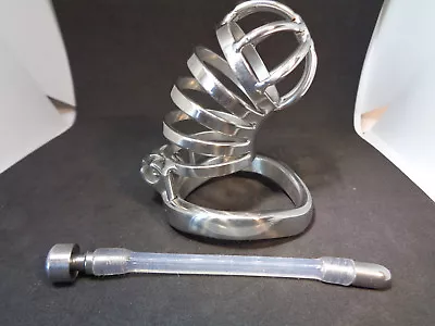 Male Chastity Device + Metal Dungeon CBT Slave Gay Penis Cage Next Day Deliv • £8.49