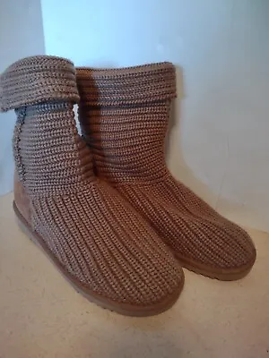 UGG Sz 5 Tan Short Cardy Sweater Knit Boots 5232 - EXCELLENT CLEAN Condition  • $34.99