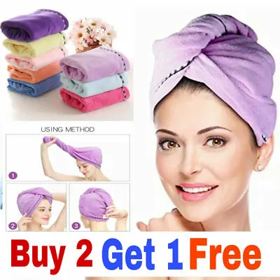 Quick Drying Hair Absorbent Turban Towel Cap Turban Wrap Soft Thick Shower Lotus • $4.99