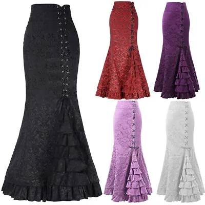 $40.79 • Buy Women Retro Vintage Gothic Victorian Fishtail Skirt Steampunk Long Mermaid Dress