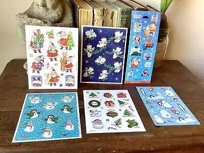 Set Of 6 Vintage Christmas Holiday Sticker Sheets Hallmark Santa Rudolph • $6