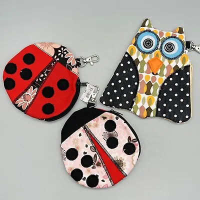 NEW Lot 3 GANZ UNIQUE Gift Card Cash Holder COIN PURSE Owl Ladybugs BAG Key Ring • $19.95