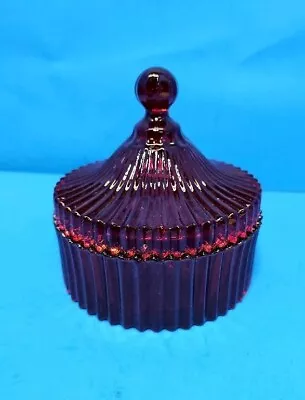 Vintage Blood Red Kringle Express Mercury Glass Trinket Jar W/ Lid 6 X5  • $48.77