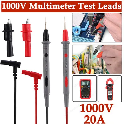 1000V 20A Needle Point Soft Silicone MultiMeter Test Probe Lead For Fluke Clip • $6.82