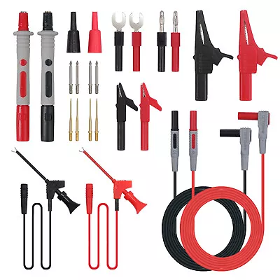 24 In 1 Multimeter Test Lead Kit Electrical Alligator Clip Probe Banana Plug Set • $20.95