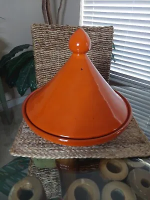 NEW 33 Cm (13 ) Cookable Tangerine Glazed Terracotta Stovetop Moroccan Tagine  • $49.99