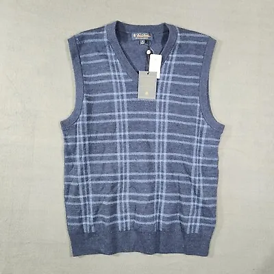 NWT Brooks Brothers Merino Wool V-Neck Sweater Vest Mens Size Medium Blue • $36