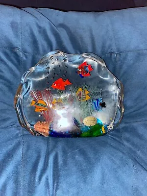 Vintage Murano Glass Paperweight/Multicolor Fish Aquarium • $220