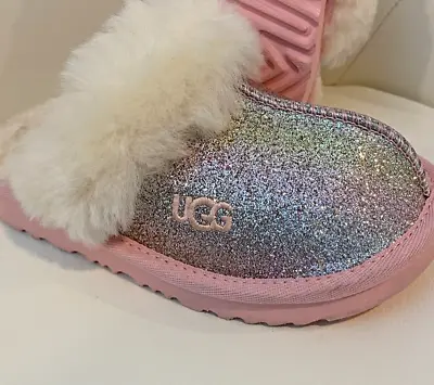 UGG Toddler Kids Cozy II Slipper Glitter Pink Lined In UGG Wool Blend Size 10 • $49.95