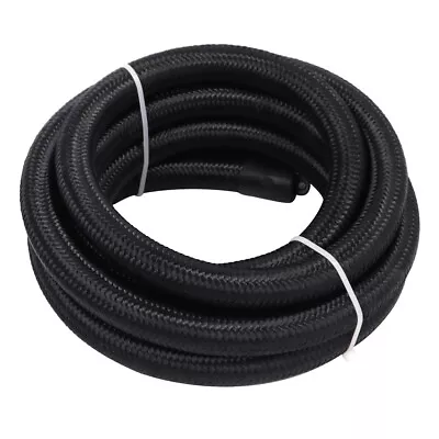 8AN AN8 1/2  Fuel Line Hose Braided Nylon Stainless Steel Oil Gas CPE 10FT Black • $20.49