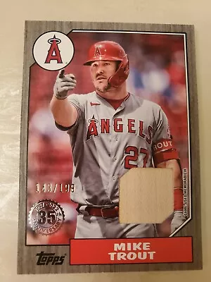 Mike Trout 2022 Topps Series 2 Black 1987 35th Anniversary Bat Relic /199 • $22.99