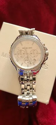 NEW Michael Kors Pilot Silver Tone Crystal Pave Glitz MK5882 • $120