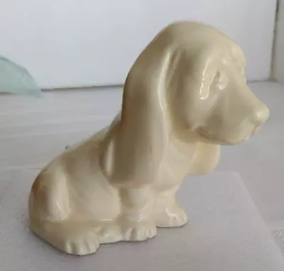 Vintage Haeger Basset Hound Ceramic Dog 4  Tall USA / Off White Figurine • $22.09