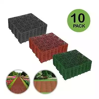 Plastic Garden Interlocking Tiles 10 X Non-Slip Patio Floor Decking Paving Slab • £12.65