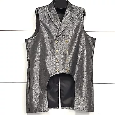 Coofandy Vest Jacket Men's 2XL Black Polyester Peak Lapel Gothic Double Breasted • $37.92