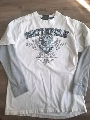 Vintage Y2K Southpole Layered Thermal T-Shirt Waffle Long Sleeve Embroidered XL • $39.99