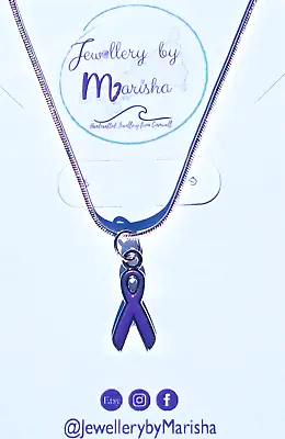 Cancer Awareness Necklace Purple Ribbon Jewellery Gift Epilepsy Dementia Lupus • £4.99