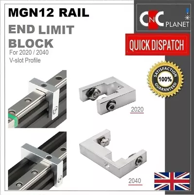 Mgn12 Linear Rail End Limit Stopper Block For 2020 2040 Aluminium Profile Mgn 12 • £6.95