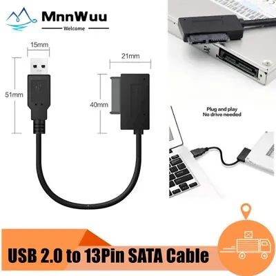 USB 2.0 To Mini Sata II 7+6 13Pin Adapter Converter Cable For CD/DVD ROM HDD • $4.57