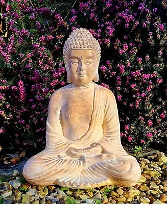 Garden Ornament Sitting Buddha Sand Stone Zen Effect Outdoor Indoor Statue • £16.95