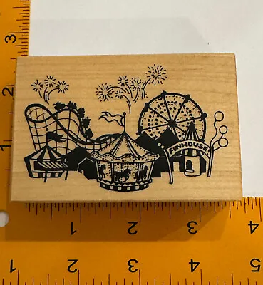 Carnival Carousel Funhouse Ferris Wheel Rubber Stamp By PSX G-1432 • $9.34
