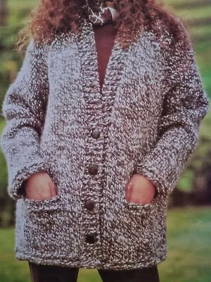 Ladies Easy Chunky Raglan Jacket/Cardigan/ Sizes 32-46 Knitting Pattern  (974) • £1.95