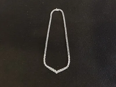 Sterling Silver V Shape Necklace With Diamonds 16   Long 73 Round Cut Diamonds  • $350