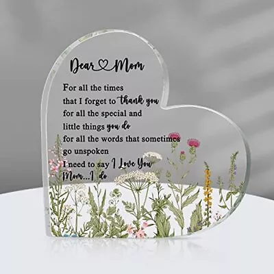 Mom Gifts Birthday Gifts For Mom From Daughter And Son Acrylic Heart Sign Keepsa • $14.45