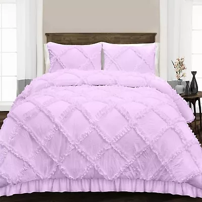 Cotton_cult 600 TC Solid Colour Super King Diamond Ruffle Comforter • $130.49