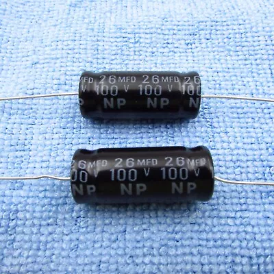 Qty (2) 26uF 100V Electrolytic Non-Polarized Speaker Crossover Axial Capacitor • $6.95