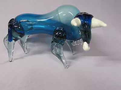 Murano Style Blown Glass Toro Bull W White Horns • $65