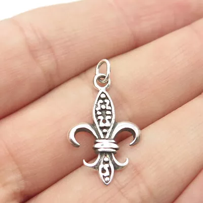 925 Sterling Silver Vintage Fleur De Lis Charm Pendant • $17.95