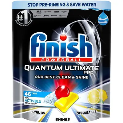 $53.98 • Buy Finish Dishwashing Tablets Quantum Ultimate Pro Lemon Sparkle 46 Pack Powerful