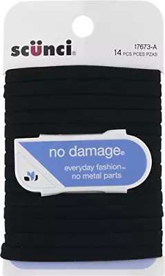 Scunci No-Damage Black Hair Ties Flat Design All Day Medium Hold 14-Pcs Per • £5.11