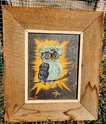 Vintage Mid Century Owl Painting Original Impasto Signed B. Bennett • $99