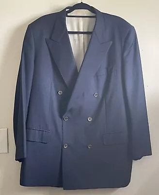 Solemare Maus Hoffman Navy Blue Virgin Wool SUPER 150s Blazer Jacket 48L • $74.77