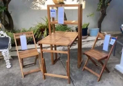 Adjustable Timber Out Door Setting 3 Piece Folding Bistro & Chairs • $199.99