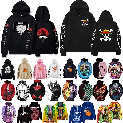 Womens Mens Anime Graphic Print Hoodie Sweatshirt Unisex Pullover Hooded Winter • £23.81