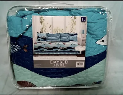 Lush Decor Sea Life 6 Piece Daybed Set Cover Blue Fish Design • $68.80