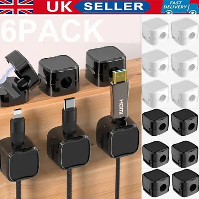 Magnetic Data Cable Organizer Adjustable Cord Holder Cable Management Keeper • £2.34