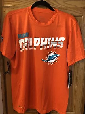 Nike Dri Fit Miami Dolphins T Shirt Unisex M Orange Big Logo Short Sl Stretch • $19.99