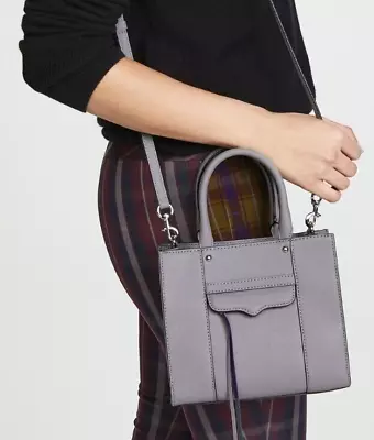 USED Rebecca Minkoff MAB Mini Saffiano Leather Tote Bag Grey • $9.99