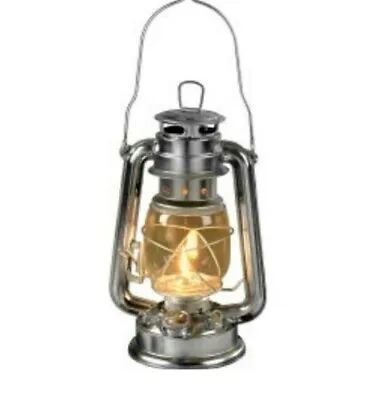 Hurricane Paraffin Lamp Storm Lantern  Camping Oil Light - Silver • £12.34